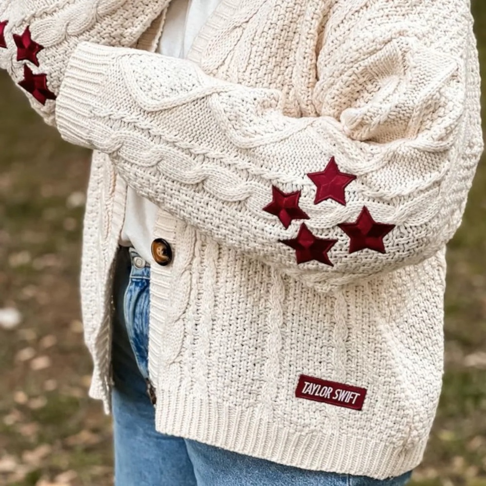 Taylor Swift Cable Knit Cardigan Red
